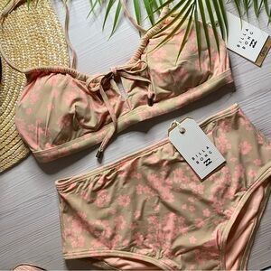 Billabong Dragonfly Floral Coco Bralette Bikini Top | Hi Retro Bottom in Olive